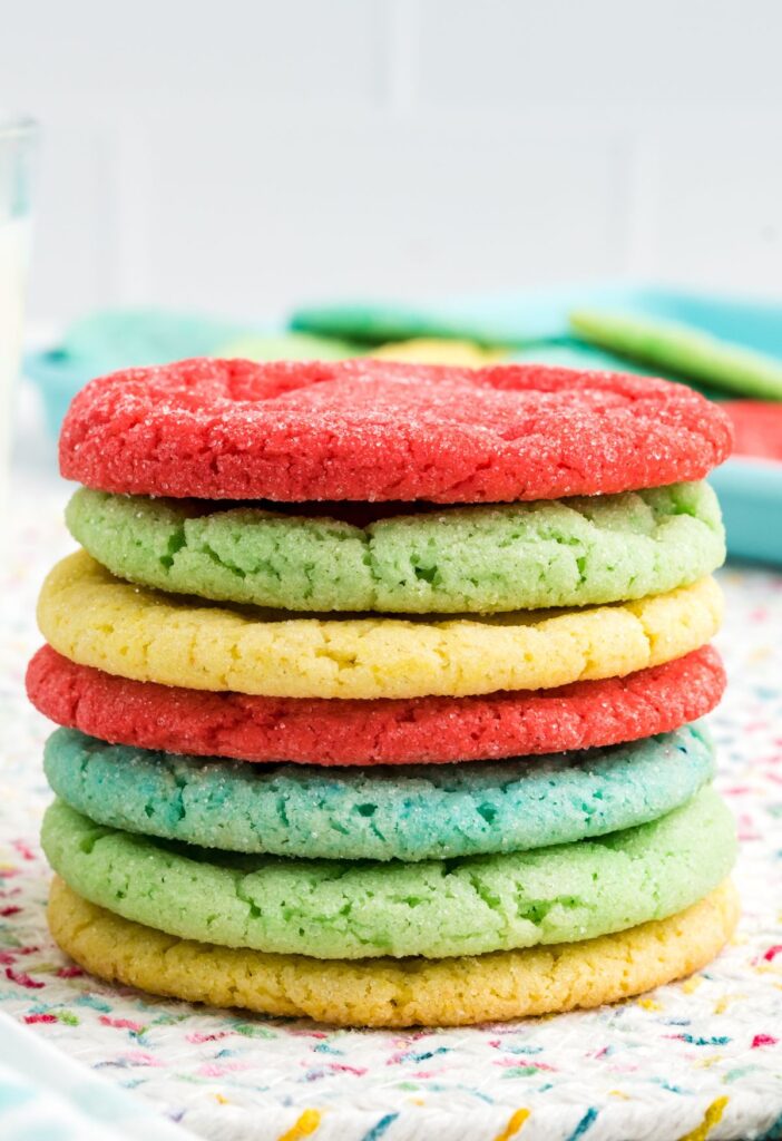 Stack of multi colored cookies