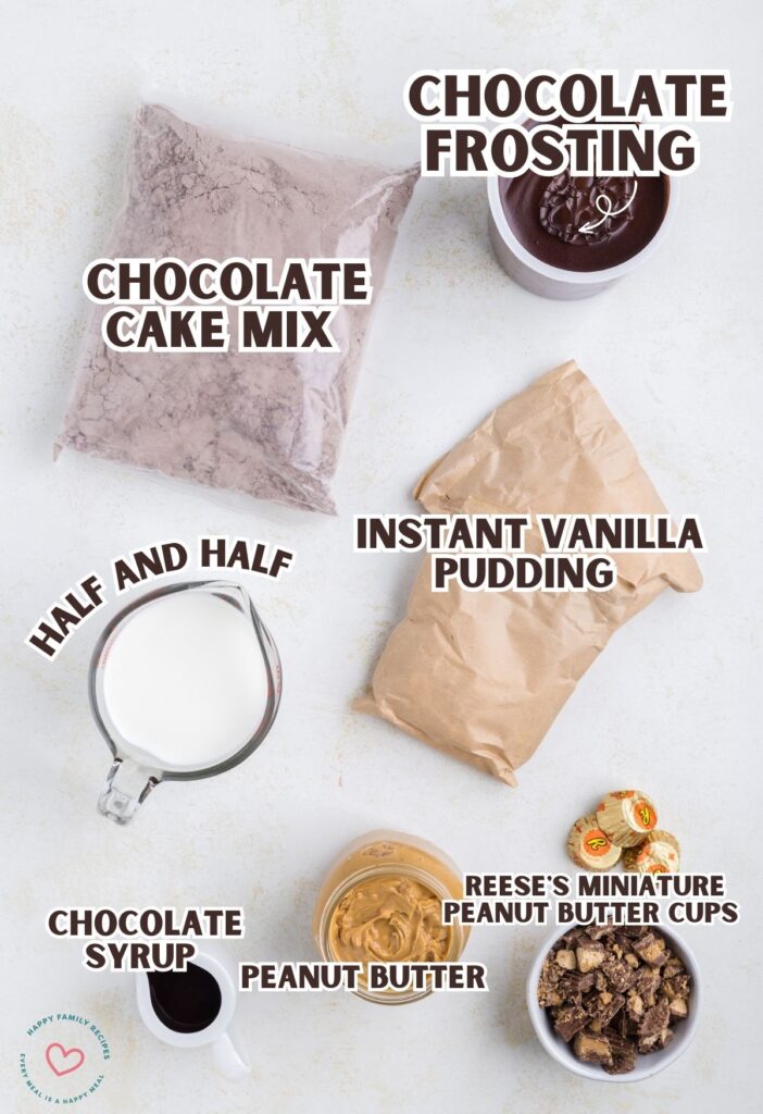 Labeled ingredients for this dessert recipe. 