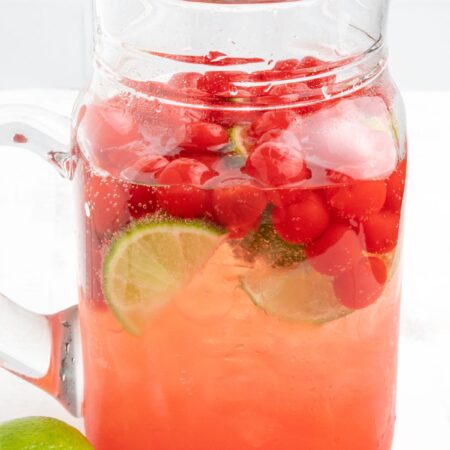 A glass pitcher of this drink recipe