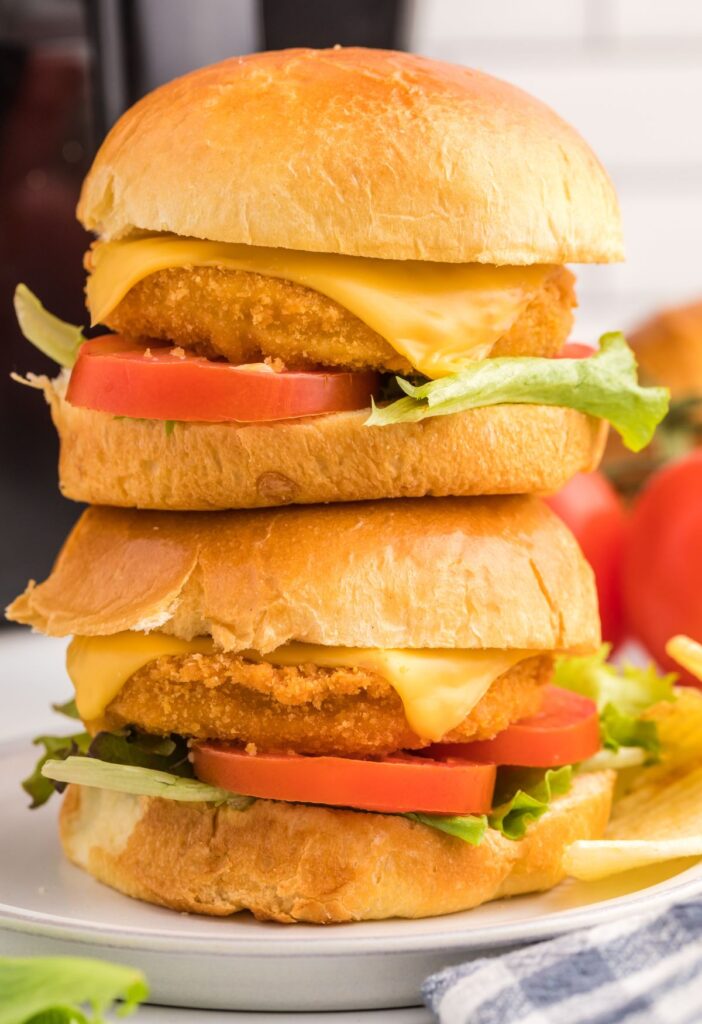 Stack of sandwiches with chicken