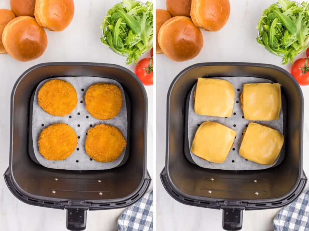 Process step by step photos for how to make this recipe in the air fryer.