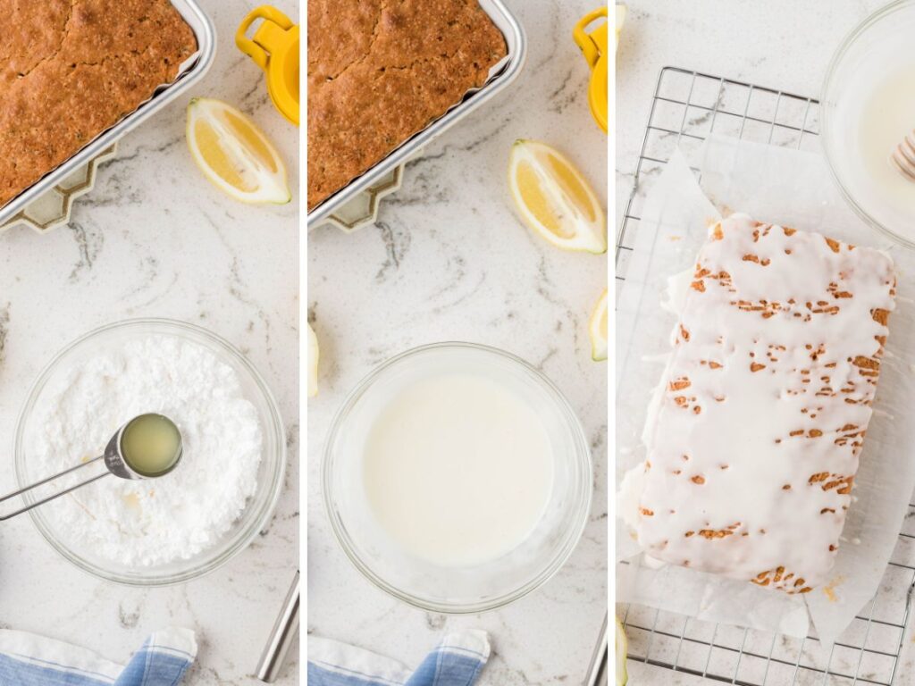 Process photos for how to make this zucchini bread with fresh lemon.