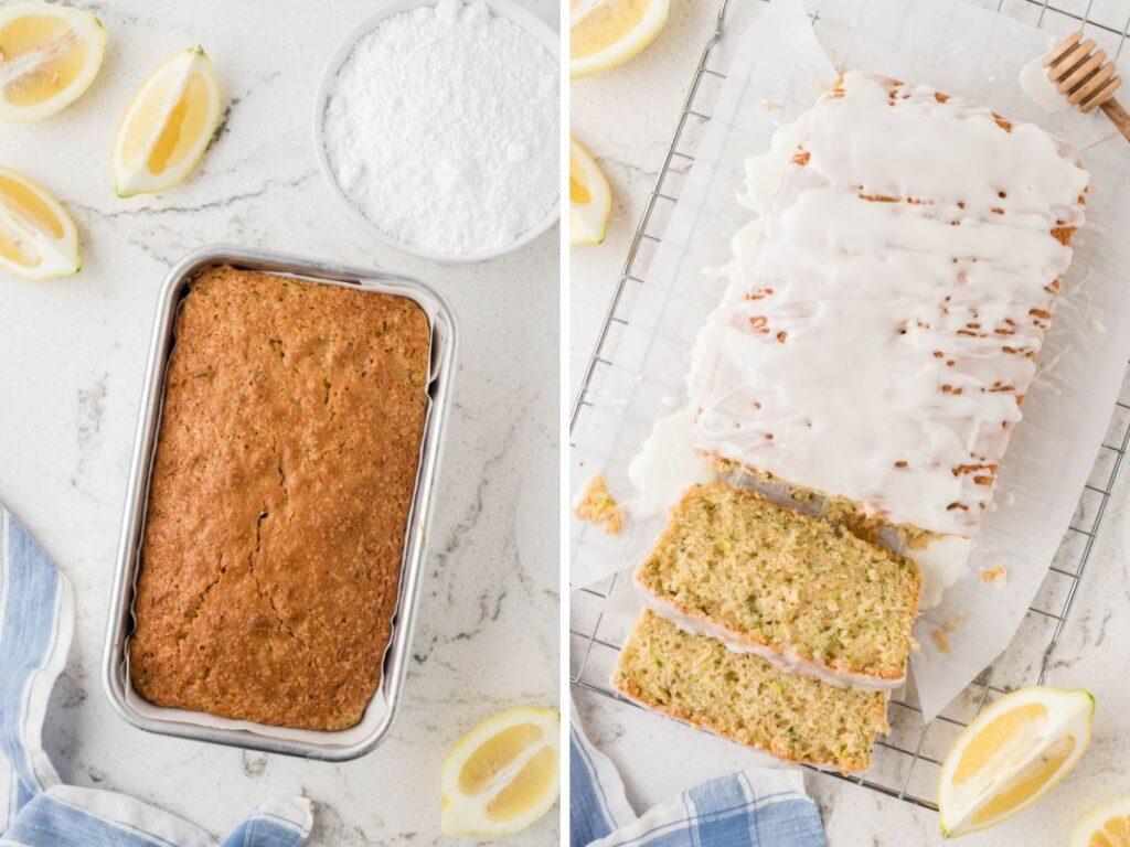 Process photos for how to make this zucchini bread with fresh lemon.