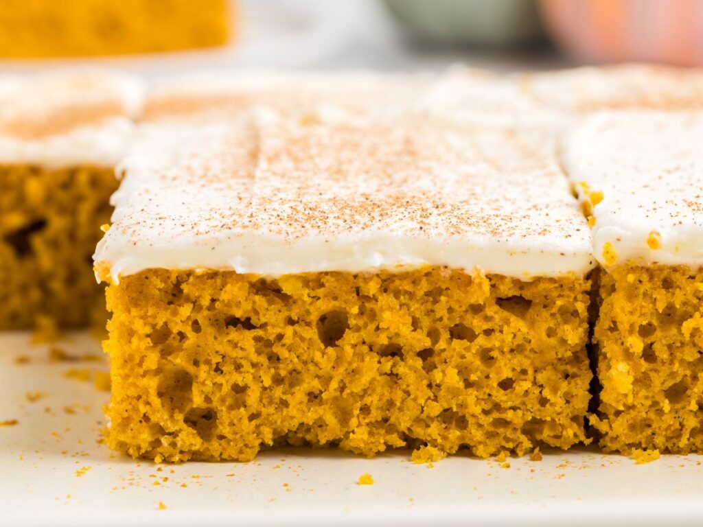 How to make easy pumpkin sheet cake with a cake mix recipe.