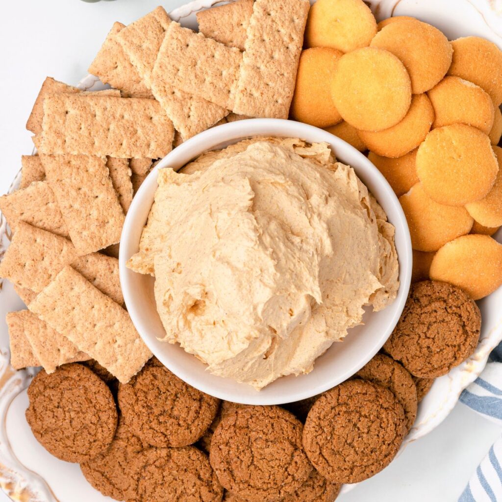serving tray of the dip with dippers around it