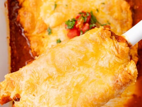 Easy Lazy Enchiladas Casserole (With Frozen Taquitos) - Happy